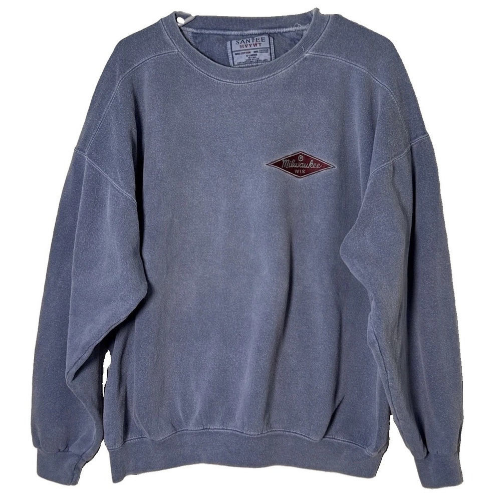 VTG 90s Santee HVYWT Milwaukee Wisconsin Sweatshirt XL Gray Embroidered USA
